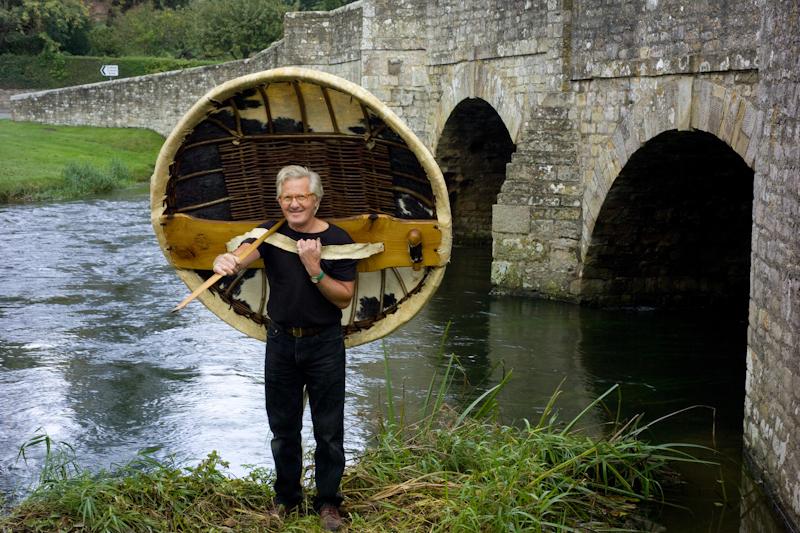 Peter Faulkner with a Teme coracle